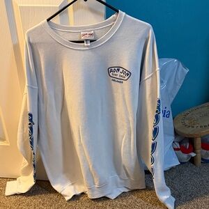 Ron Jon White Crewneck Sweatshirt with Multicolor Surf Graphic